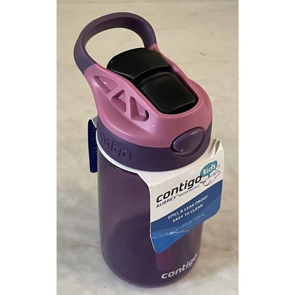 Contigo Aubrey Kids Water Bottle 14‎ oz Leak-Proof Spill-Proof Purple Travel NEW - Picture 1 of 5